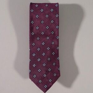 Tino Cosma Tie Mens OS Burgundy Silk Cotton Geometric Floral Made in Italy
